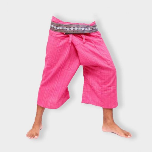 3/4 thai fisherman pants pink striped cotton